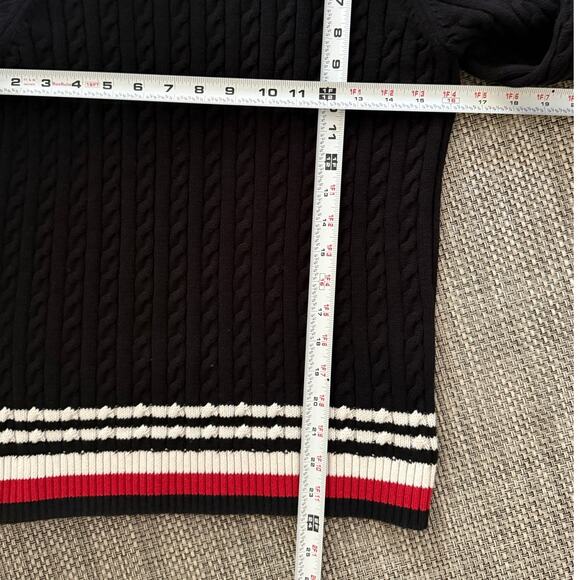 TOMMY HILFIGER 100% Cotton Crewneck Cable Knit Tennis Preppy Pullover Sweater M - Picture 5 of 5